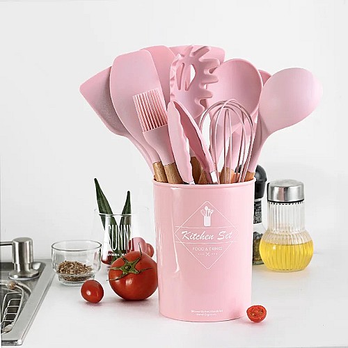 12Pcs Silicone Kitchen Utensils Spatula Shovel Soup Spoon Cooking Tool