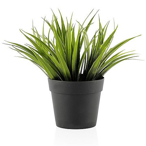 Plante Décorative Artificielle À Longues Feuilles En Pot Noir