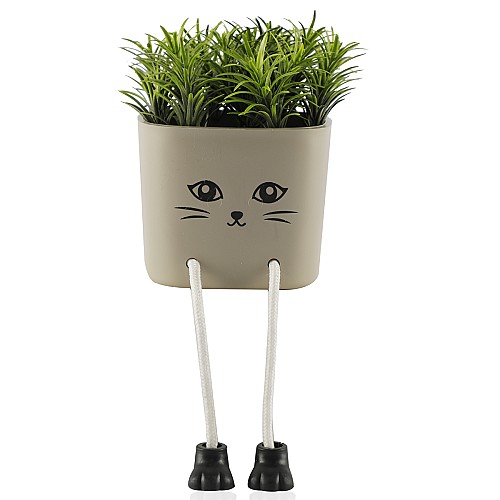 Pot Décoratif De Gazon Artificiel forme Tête De Chat