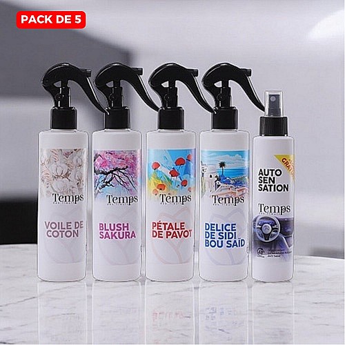 Parfums d'ambiance & de linge Pack 5 Senteurs en Promo