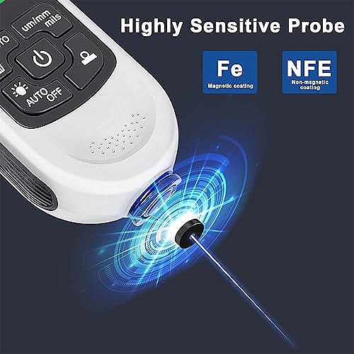 HW-300 PRO testeur de peinture de voiture numérique mesurant 0.1 microns/0-2000 (Blanc)
