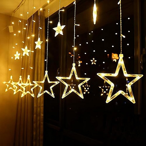 Guirlandes Lumineuses Rideau, shsyue 12 étoiles