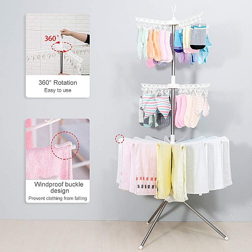 Séchoir à linge pliable Hershii à 3 niveaux