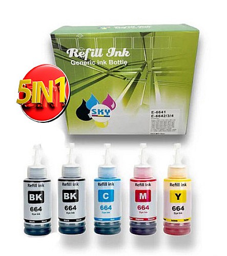 Pack de 5 Bouteilles 100 ML Compatible Epson